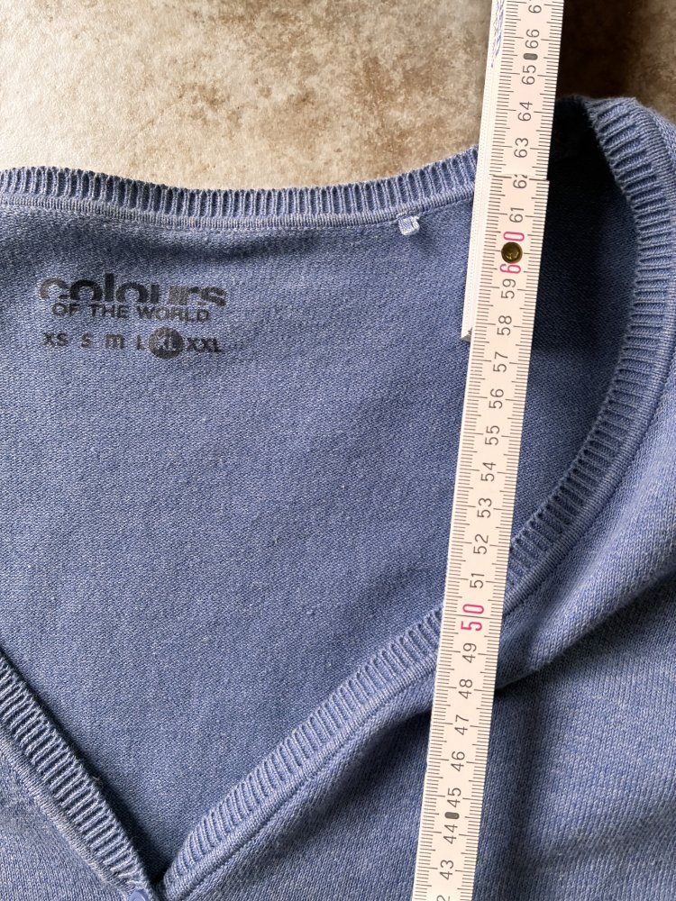 Strickjacke hellblau XL Cardigan Langarm Weste Baumwolle Mix 42