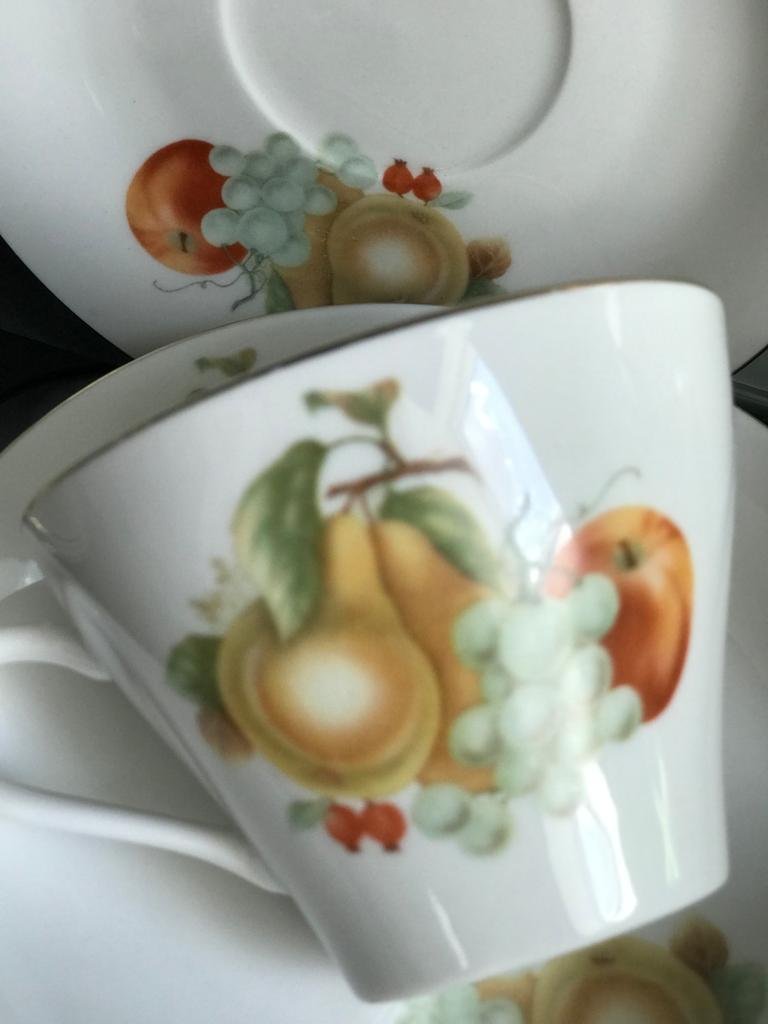 Porzellan Set Teetassen Konvolut Obstmotive Deko Stilleben Retro Design Fruits China