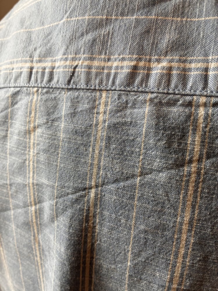 Herrenhemd XL Kragen Hemd Langarm hellblau Regular Fit Streifen Karo Stich Muster 