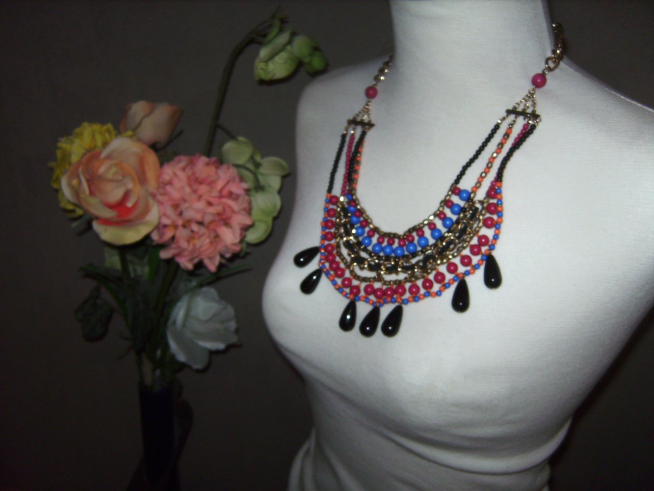 Indigo Kette, Statement, Schmuck Motto Event, Boho, bunt Perlen u Geflecht, Festival Indigo Mexican Hippie Happyness Perlenkette Flechtwerk Modeschmuck Iam