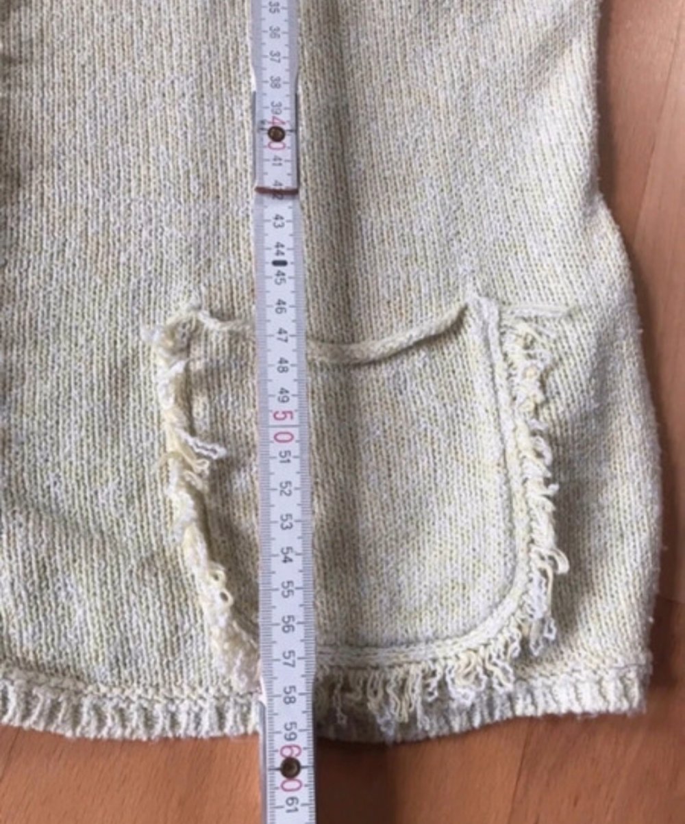 Strick Blazer Fransen Bouclé Wolljacke Mintgruen 48/XXL Westenjacke Cardigan Kragenjacke 