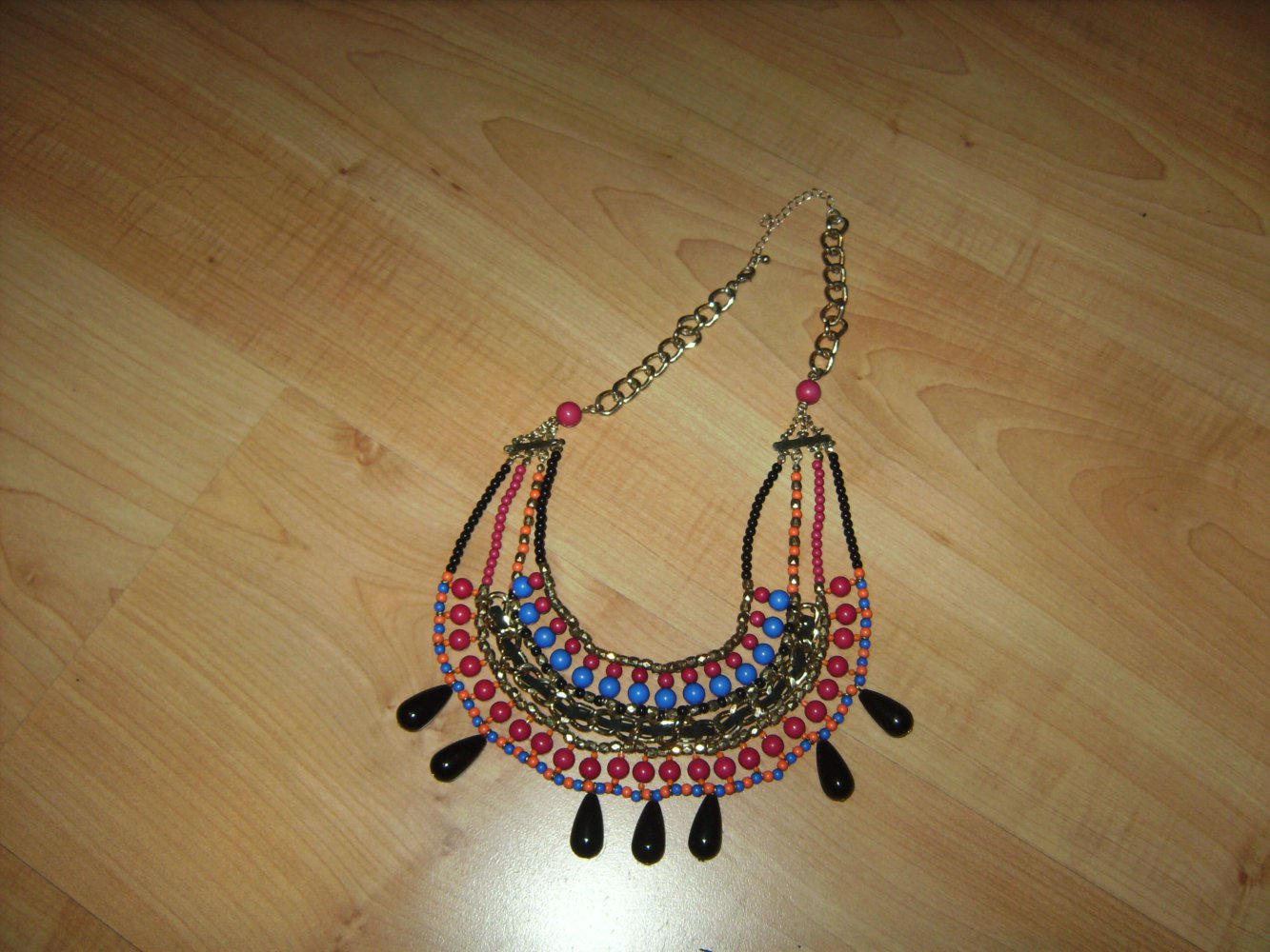 Indigo Kette, Statement, Schmuck Motto Event, Boho, bunt Perlen u Geflecht, Festival Indigo Mexican Hippie Happyness Perlenkette Flechtwerk Modeschmuck Iam