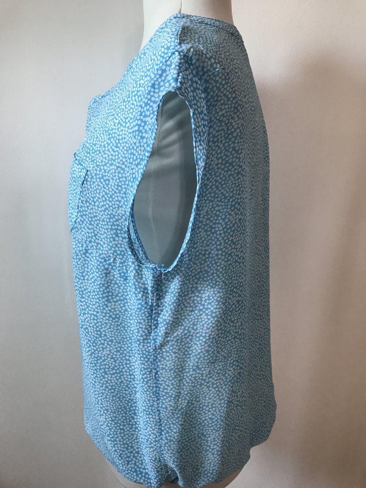 Blue Summer Tunika 40/41 Sommerbluse Tupfen Transparent Top Waterpearl Summertime Schlupfbluse Maritim 