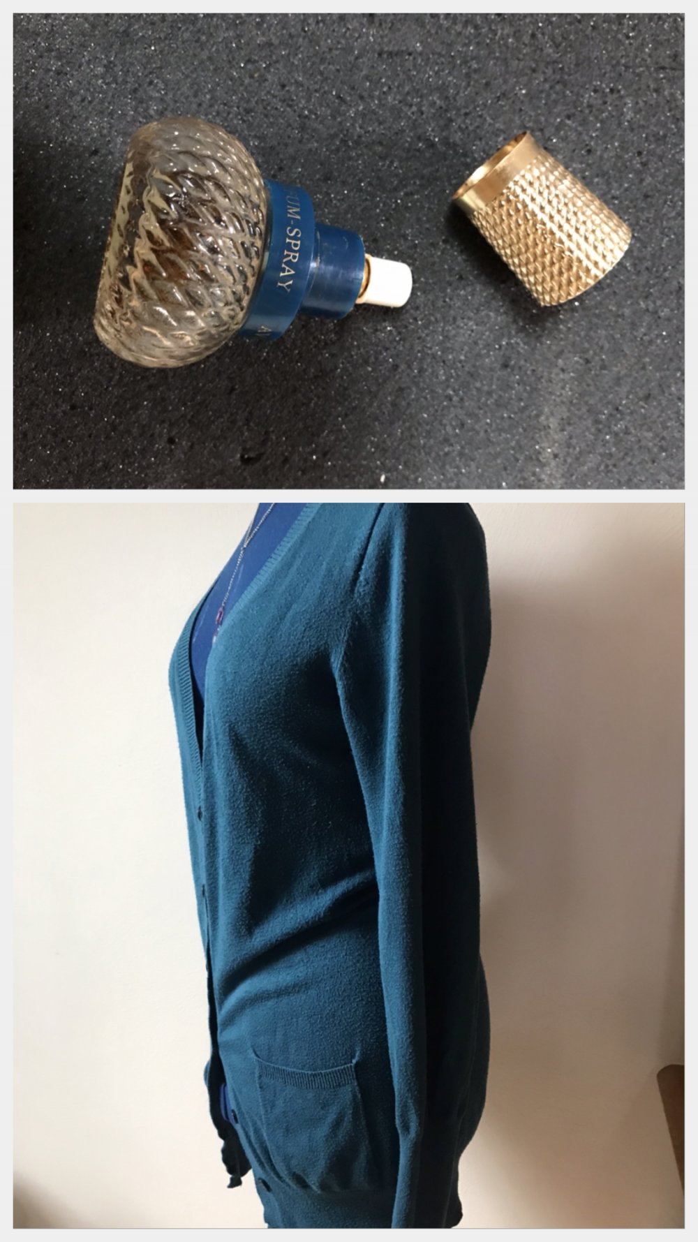 Longjacke Strickjacke Petrol 40/42 Weste Hüftlang Langarm V-Ausschnitt Feinstrick Cardigan blau