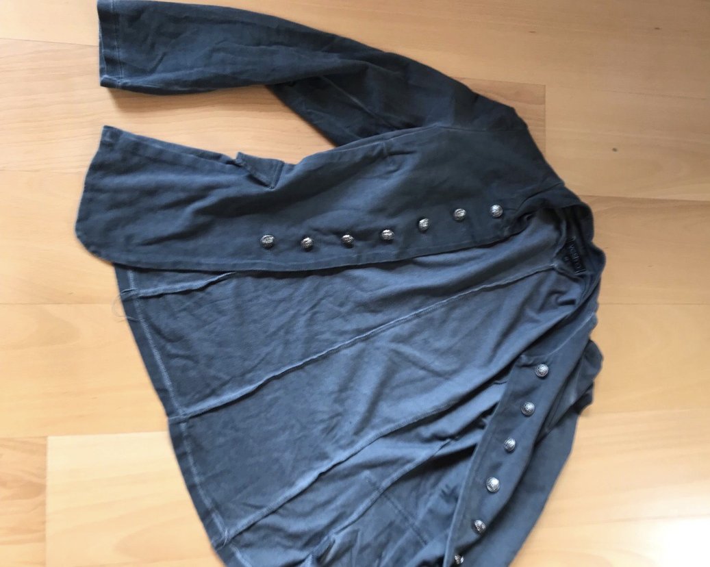 Blazer Jacke Jersey Grau 40 Oilwashed tailliert Usedlook Military Style offen Cape Italy Kimono Jacked Westenjacke 