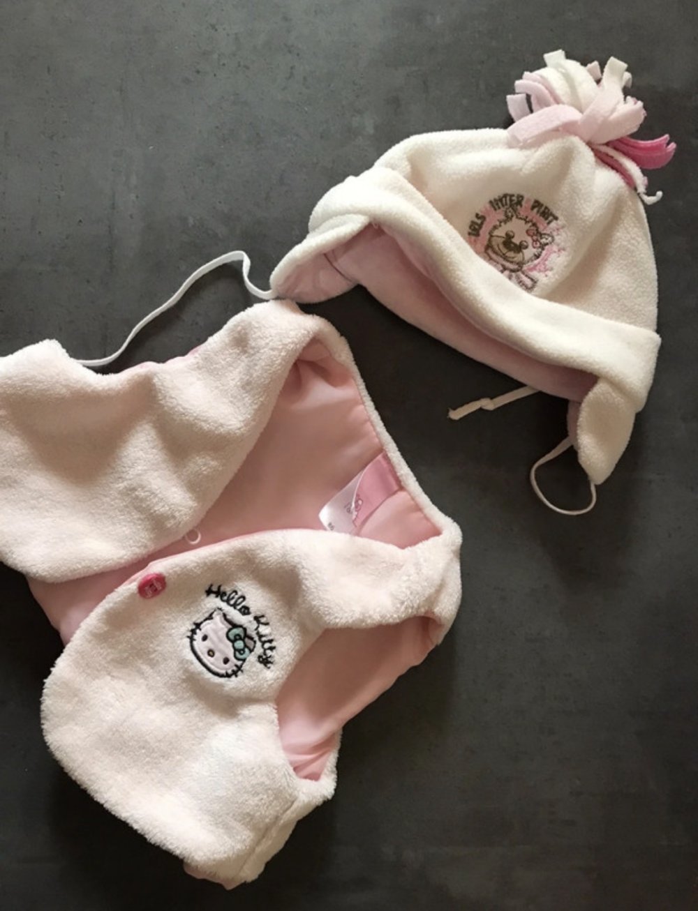 Hello Kitty Kuschel Weste Fleece Jacke 86 Girlie Babyjacke rosé 