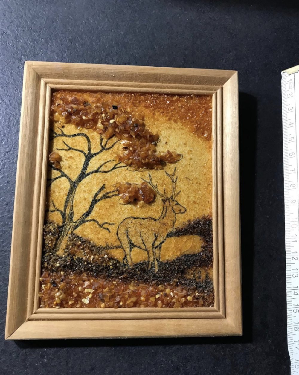 Wandbild Retro Deko Steingemälde 80ies Unikat Naturmotiv Stone Tierbild Deko Landhaus 