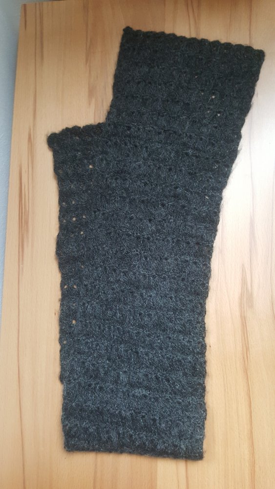 Schal Strickwolle Mantelschal Kragenschal Makrameeoptik Halskragen Wolle DIY Handmade Unikat Charity Anthrazit Unisex Timeless