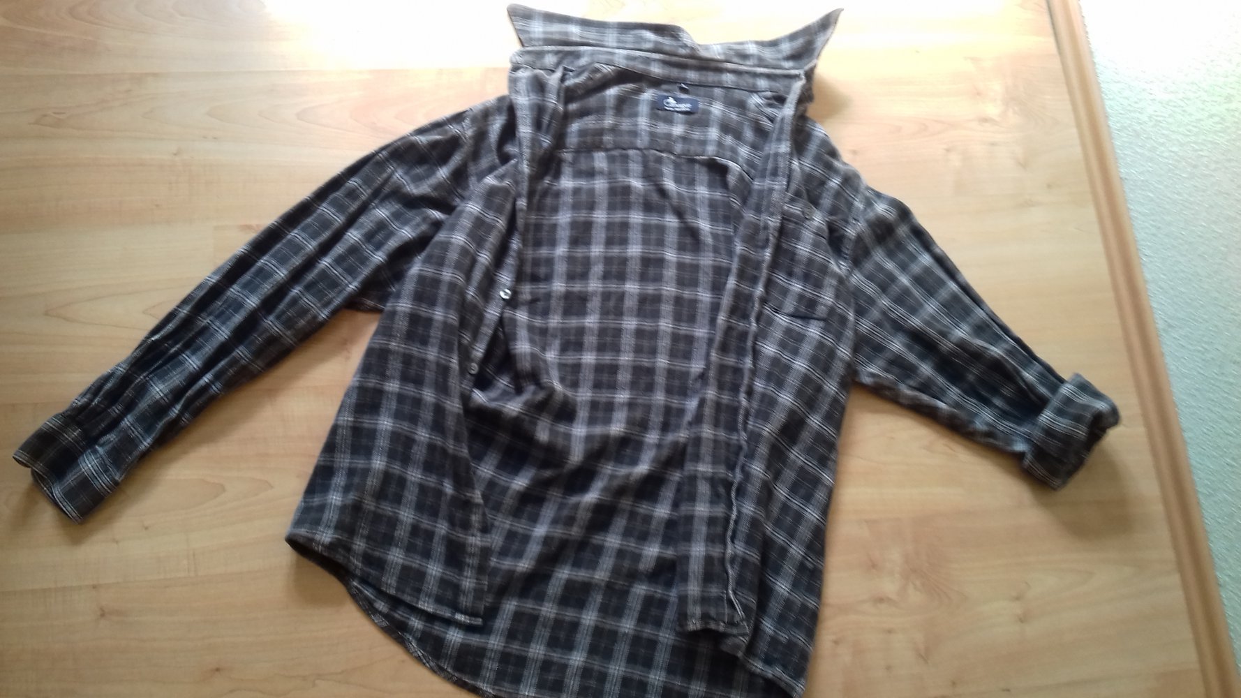 Flanellhemd Herren Hemd 41/42 Casual  anthrazit grau Karo Holzfäller Look. Leichte Jacke  Camarque 