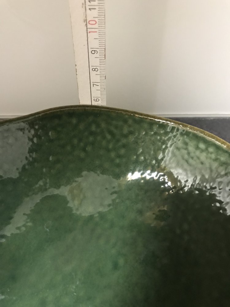 Tisch Deko Servierschale Keramik Platte Landhaus Cottage Bowl grün