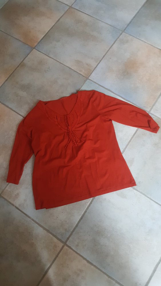 Tunika Shirt Halbarm Stickerei Longsleve Bohemian Mandarin Oberteil 42 Coachella Kordel Jersey 