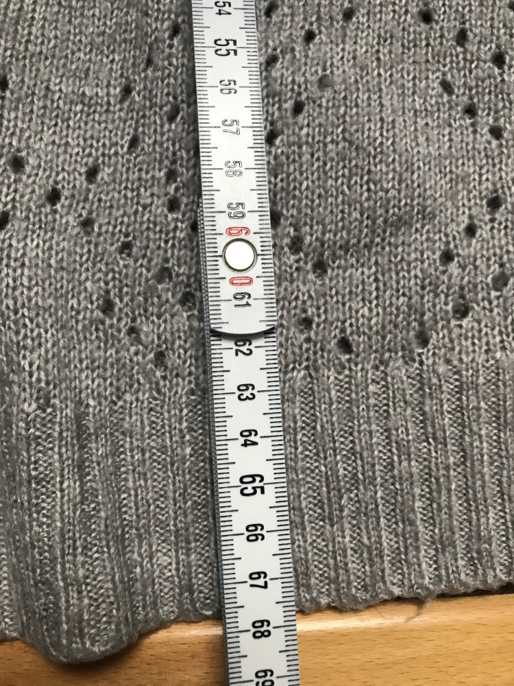 Strickjacke Kimono 44 grau Lochmuster Cardigan mit Kapuze 