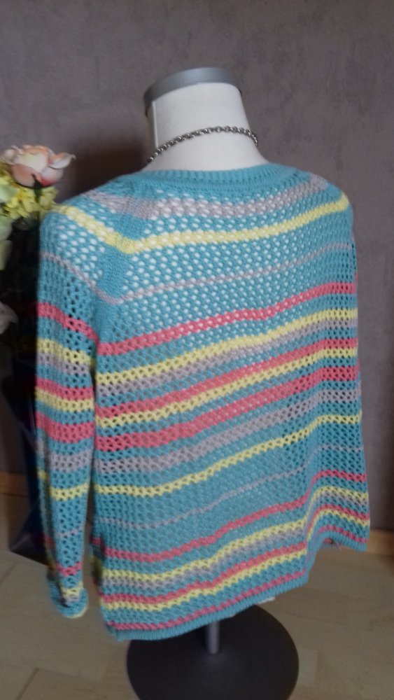 Weste Halbarm Jacke Cardigan Bolero Überzieher Bohemian Festival Strickweste bunt Lace Einheitsgröße Seventies Strickjacke 38-44 bunt Bolero 