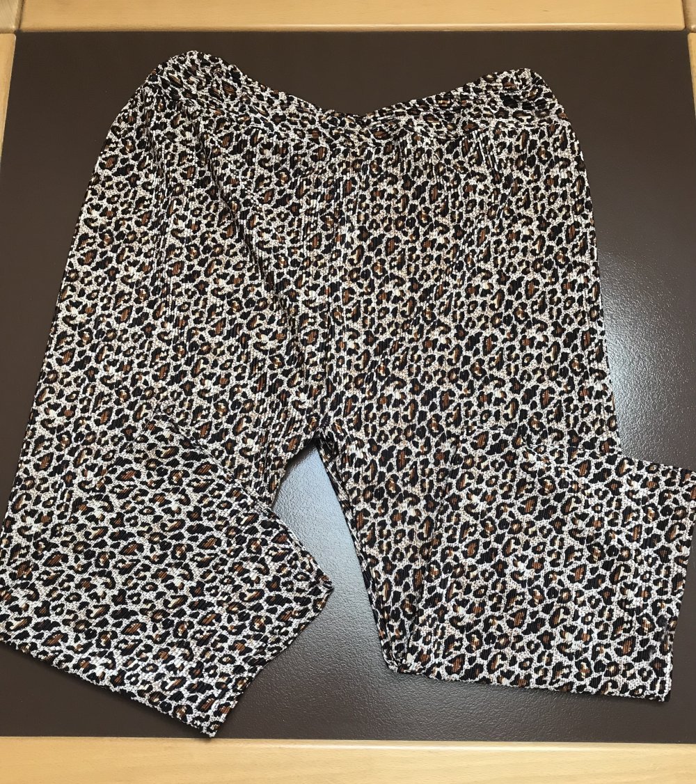 Palazzo Hose Culotte Crossover Animal Print Plissee 7/8 Capri Short 38/M Unikat 