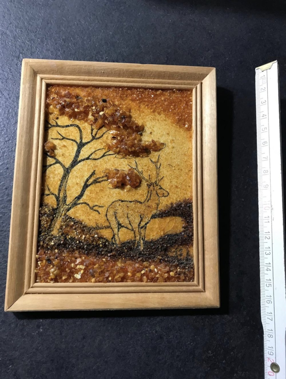 Wandbild Retro Deko Steingemälde 80ies Unikat Naturmotiv Stone Tierbild Deko Landhaus 