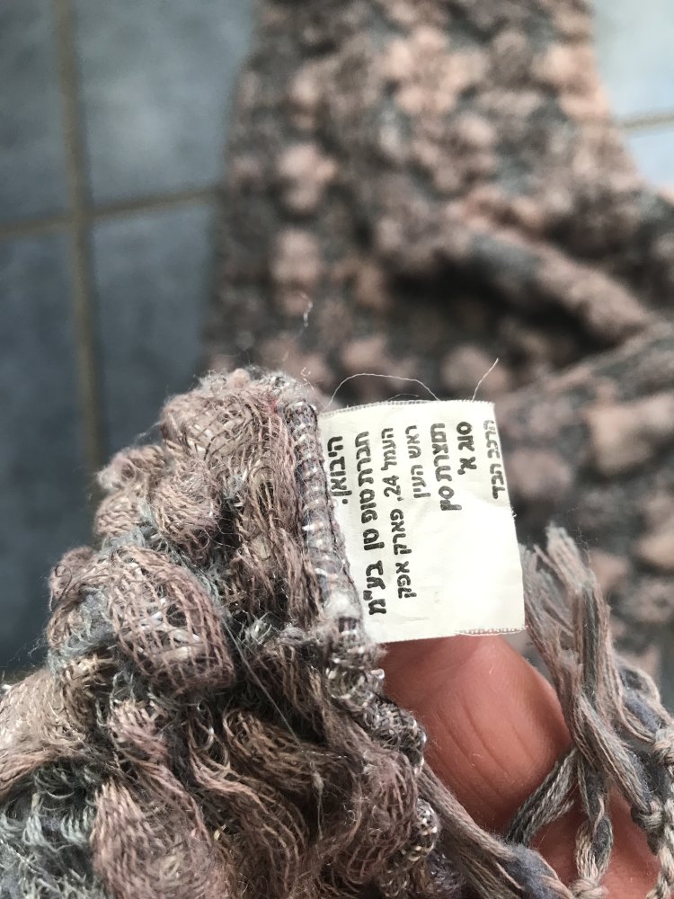 Schal grau rosé Krinkle Blüten Waben Tuch Waffelmuster Pastell Webmuster 