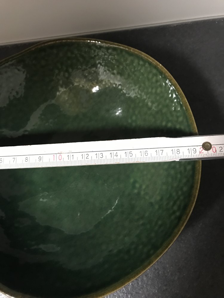 Tisch Deko Servierschale Keramik Platte Landhaus Cottage Bowl grün