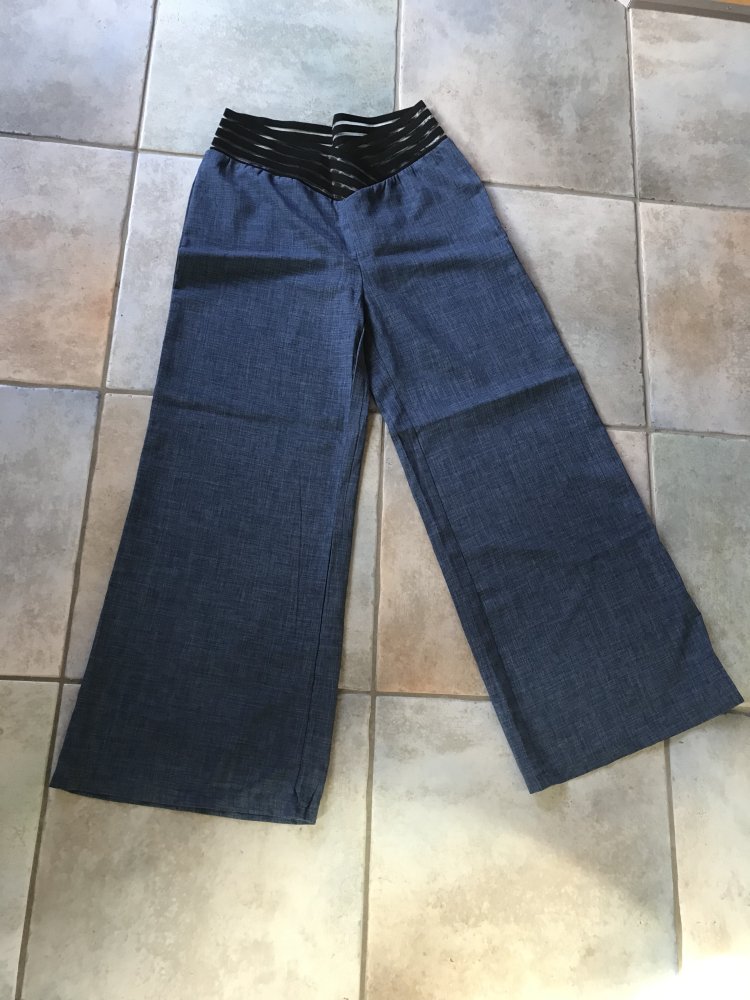Pantalon Hose Palazzo Marlene Hose XL Sommer Stoffhose legere Yogi Schlaghose Onesize Highwaist V-Bund 