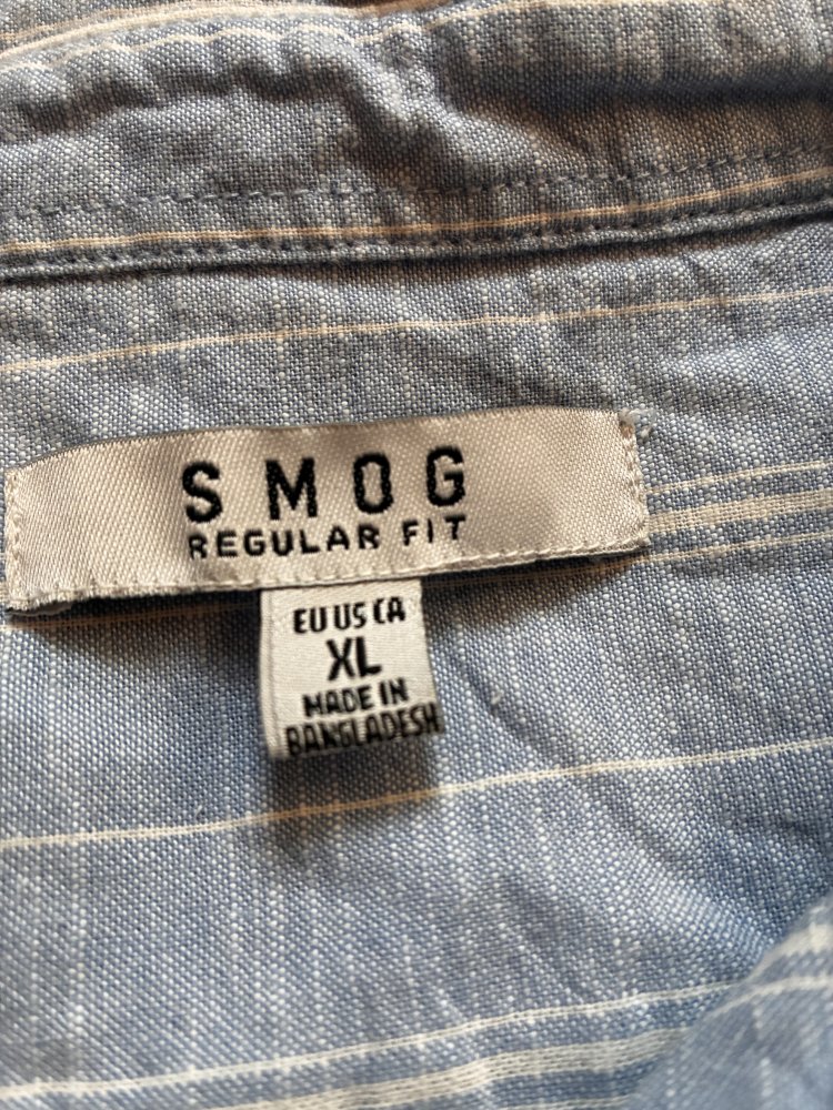 Herrenhemd XL Kragen Hemd Langarm hellblau Regular Fit Streifen Karo Stich Muster 