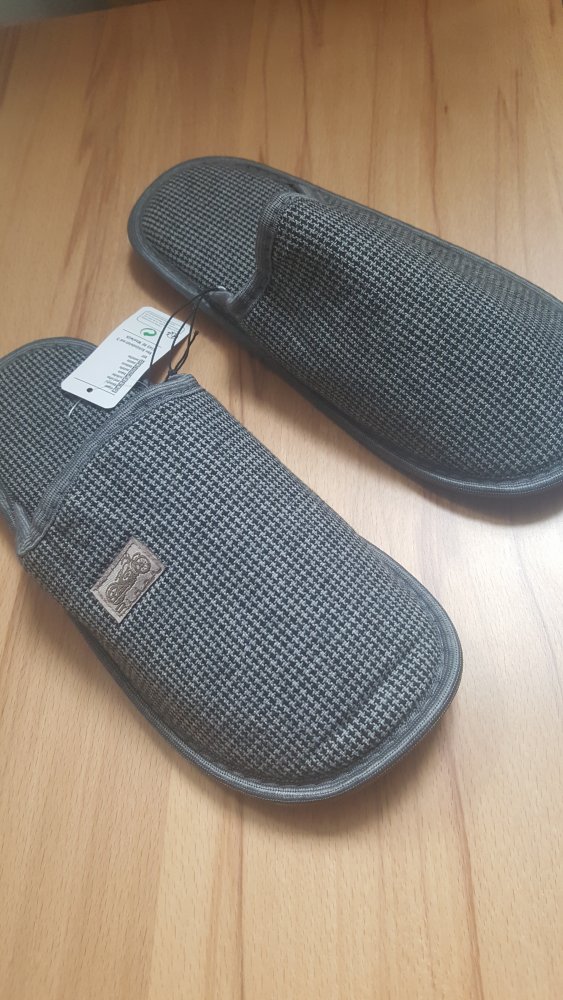 Pantoffel Hausschuhe Hahnentritt Biker Gr. 40 neu Ungetragen Schuhe Slipper 