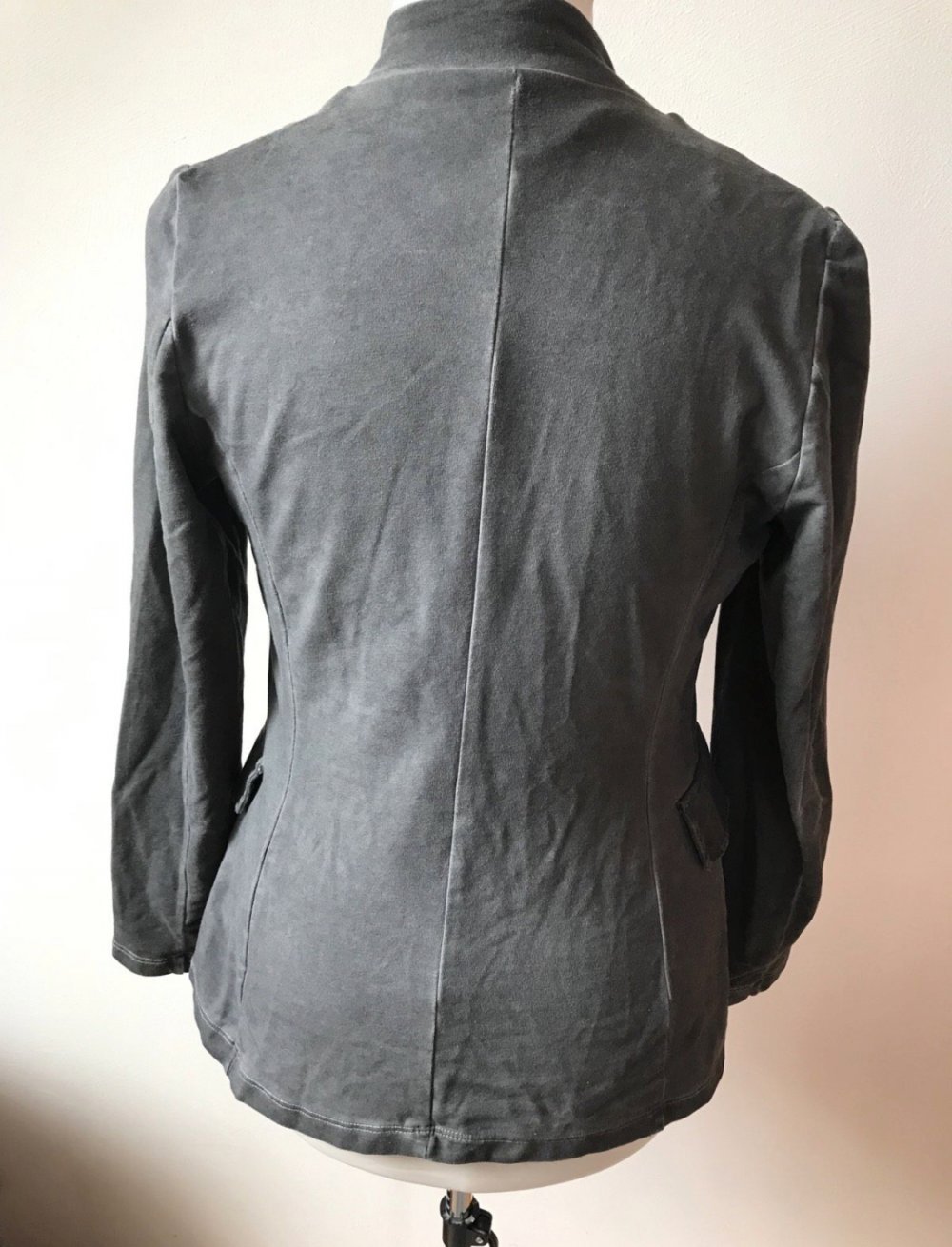 Blazer Jacke Jersey Grau 40 Oilwashed tailliert Usedlook Military Style offen Cape Italy Kimono Jacked Westenjacke 