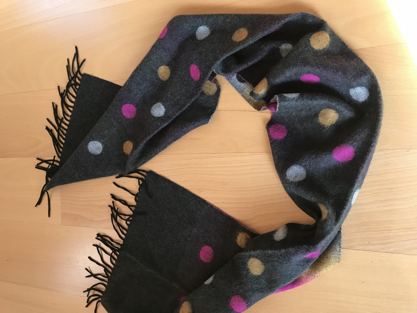 Schal Fleece Konfetti Color Blocking Polkadot Ska Punkte Fransenschal Retro 