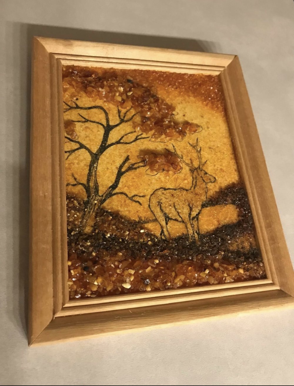 Wandbild Retro Deko Steingemälde 80ies Unikat Naturmotiv Stone Tierbild Deko Landhaus 