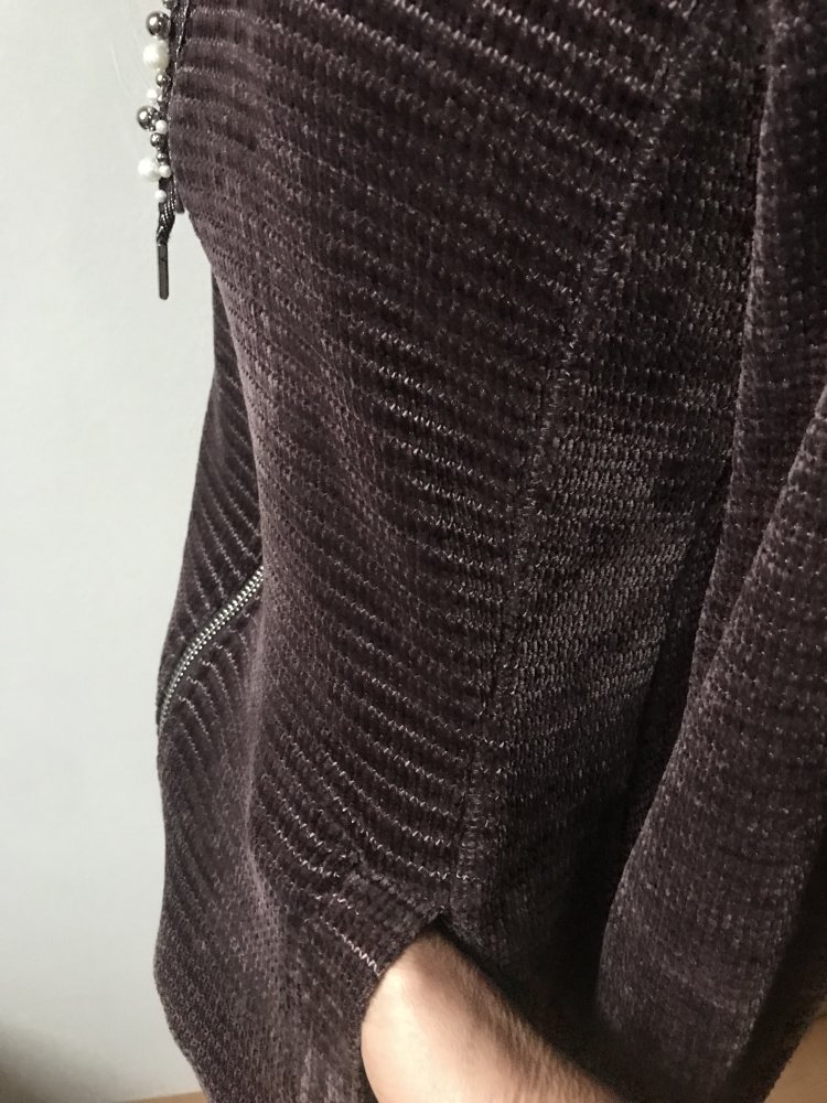 Zipperjacke Cardigan 40 Samt Cord Struktur Hoodie Weste Braun