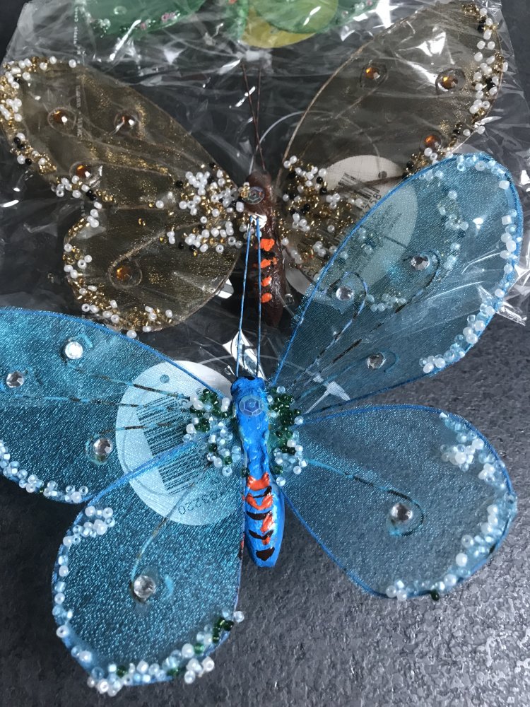 Große Glitzer Schmetterlinge mit Clip Neu Original verpackt Duo Set Bastel Deko