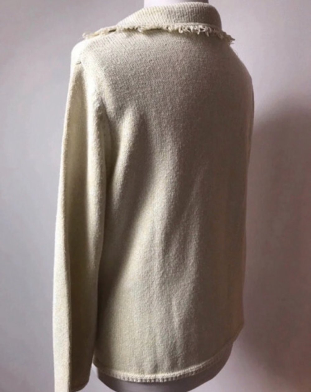 Strick Blazer Fransen Bouclé Wolljacke Mintgruen 48/XXL Westenjacke Cardigan Kragenjacke 