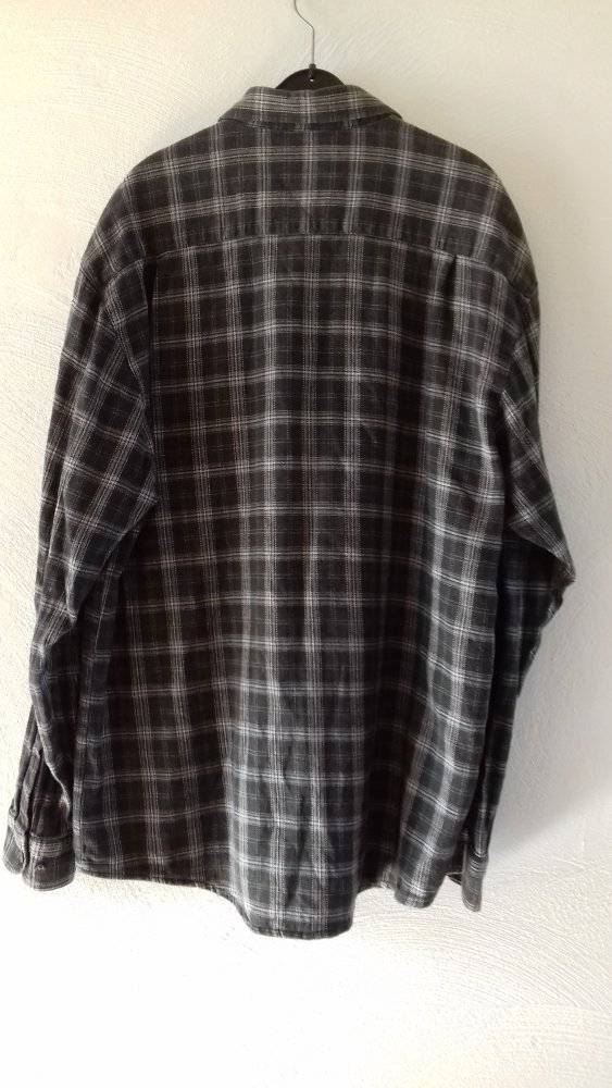 Flanellhemd Herren Hemd 41/42 Casual  anthrazit grau Karo Holzfäller Look. Leichte Jacke  Camarque 