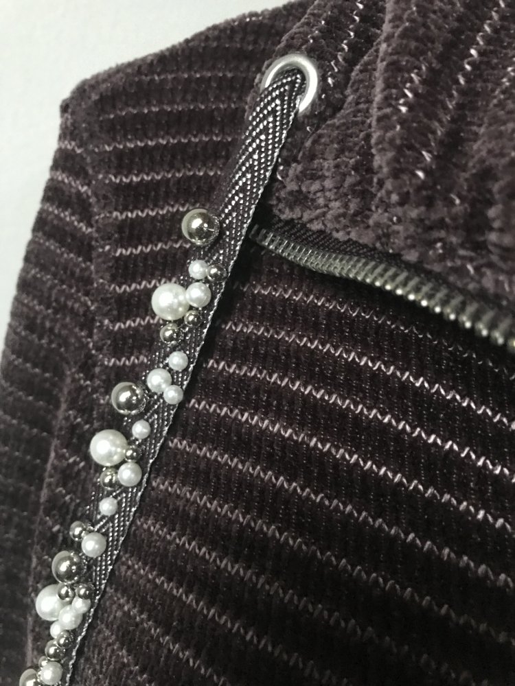 Zipperjacke Cardigan 40 Samt Cord Struktur Hoodie Weste Braun