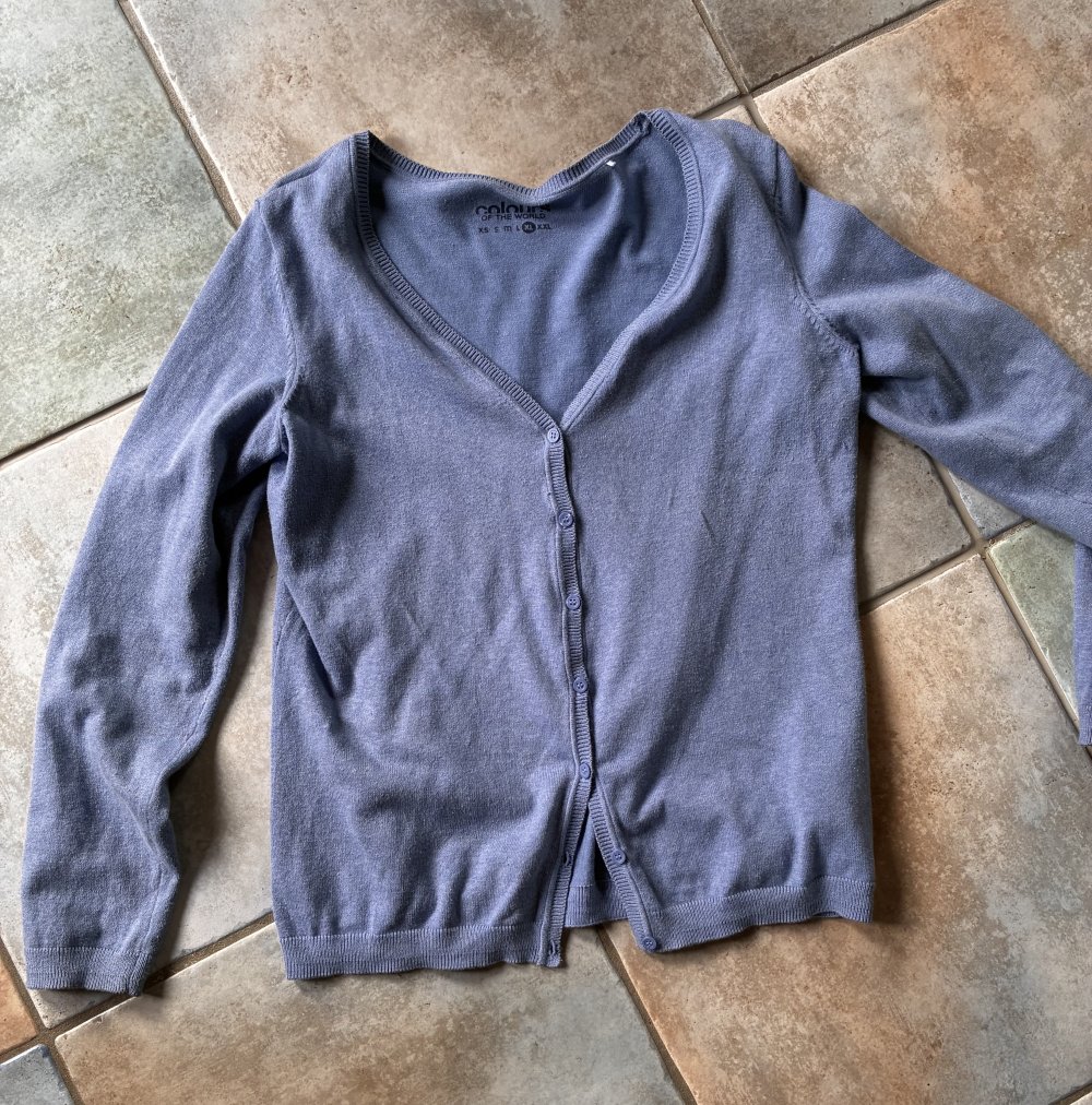 Strickjacke hellblau XL Cardigan Langarm Weste Baumwolle Mix 42