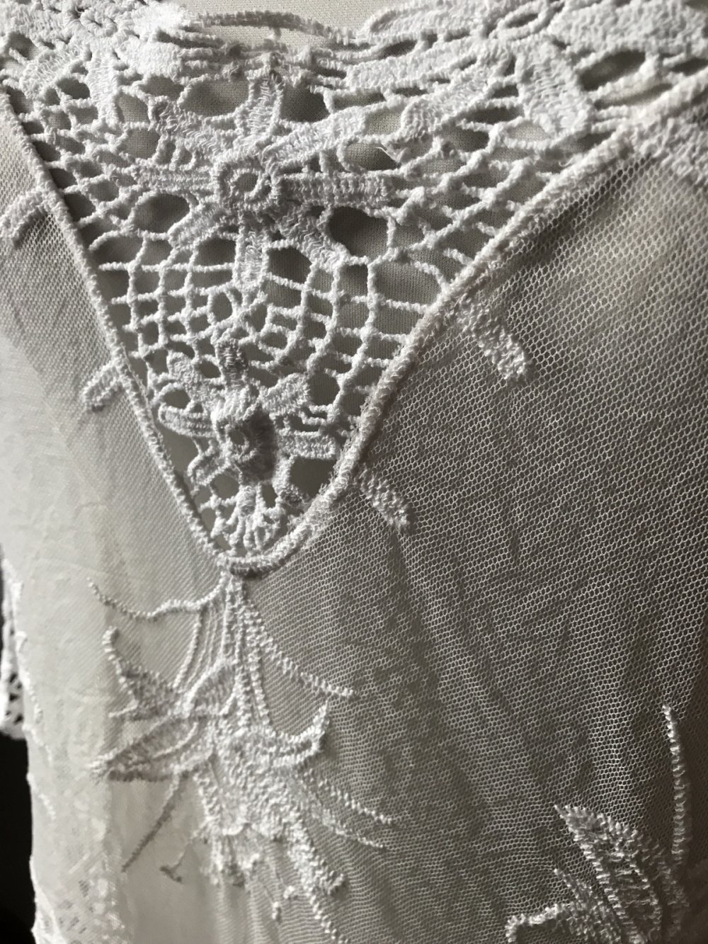 Tunika Kleid Mesh Makramee floral Kimono 44/46 Überwurf Boho Hippielook 