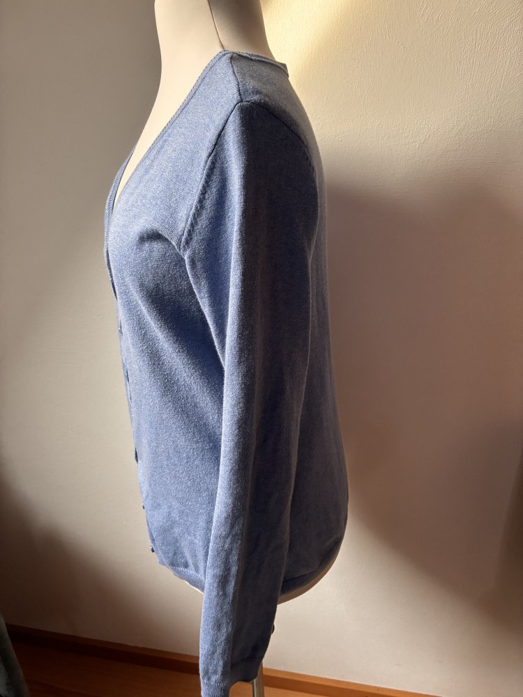 Strickjacke hellblau XL Cardigan Langarm Weste Baumwolle Mix 42