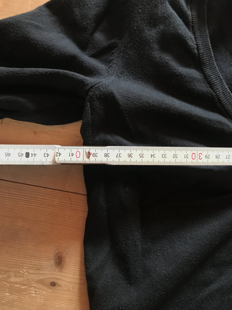 Pullover Feinstrick Esprit Baumwolle V-Ausschnitt Detailverliebt Oberteil edc schwarz M 38/40