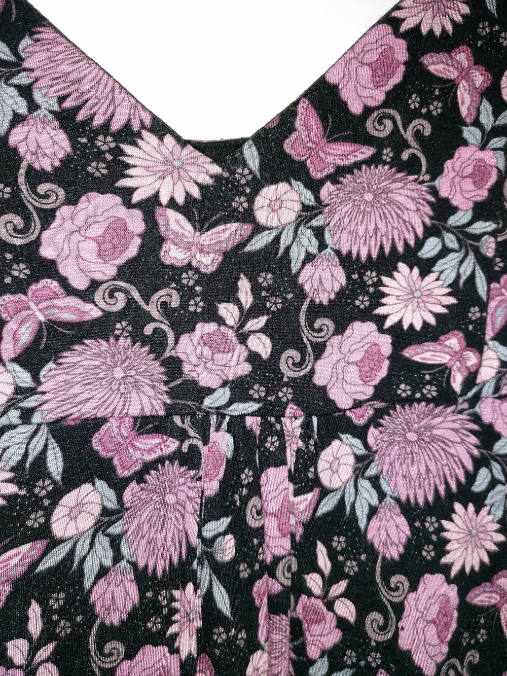 Kleid Ballonkleid Damen schwarz rosa Schmetterlinge Tara Gr. L