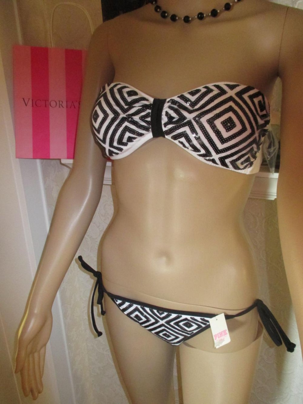  NEU mit ETIKETT * Sexy * Bandeau * Push- Up * Pailletten * Bikini 