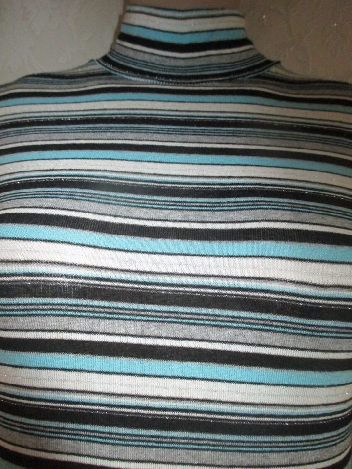 NEU * Glitzer- Lurex * DESIGNER * Kurzarm * Halbarm * Feinstrick * wie Rollkragen * Bodycon * Pullover * Gr. 36- 38/ S * schwarz * türkis * silber *