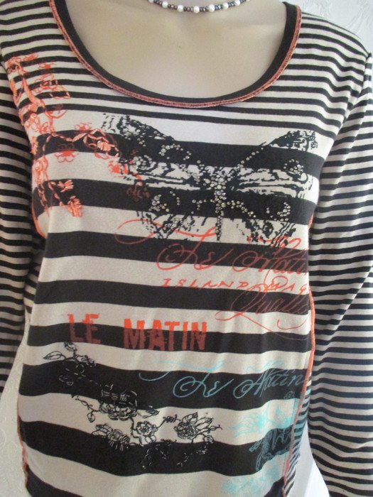 NEU mit ETIKETT * Blüten * Schmetterling * Strass Kristalle * Langarm * Longsleeve * T-  Shirt 