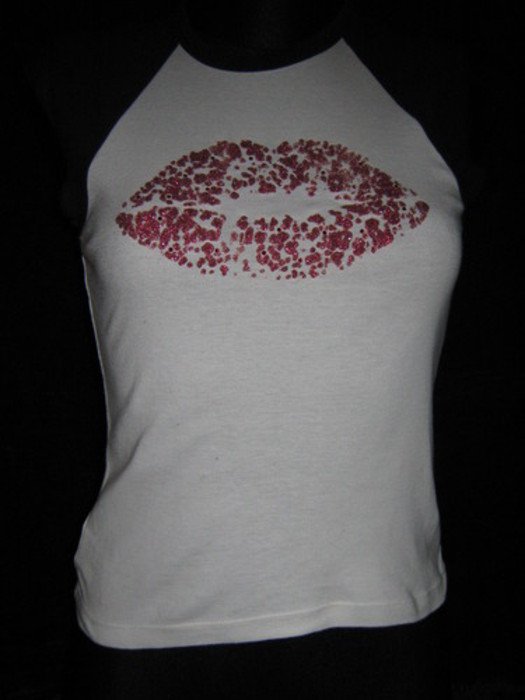 NEU * Sexy * ausgefallen * frech * Glitzer * Kussmund * Bodycon * T- Shirt 