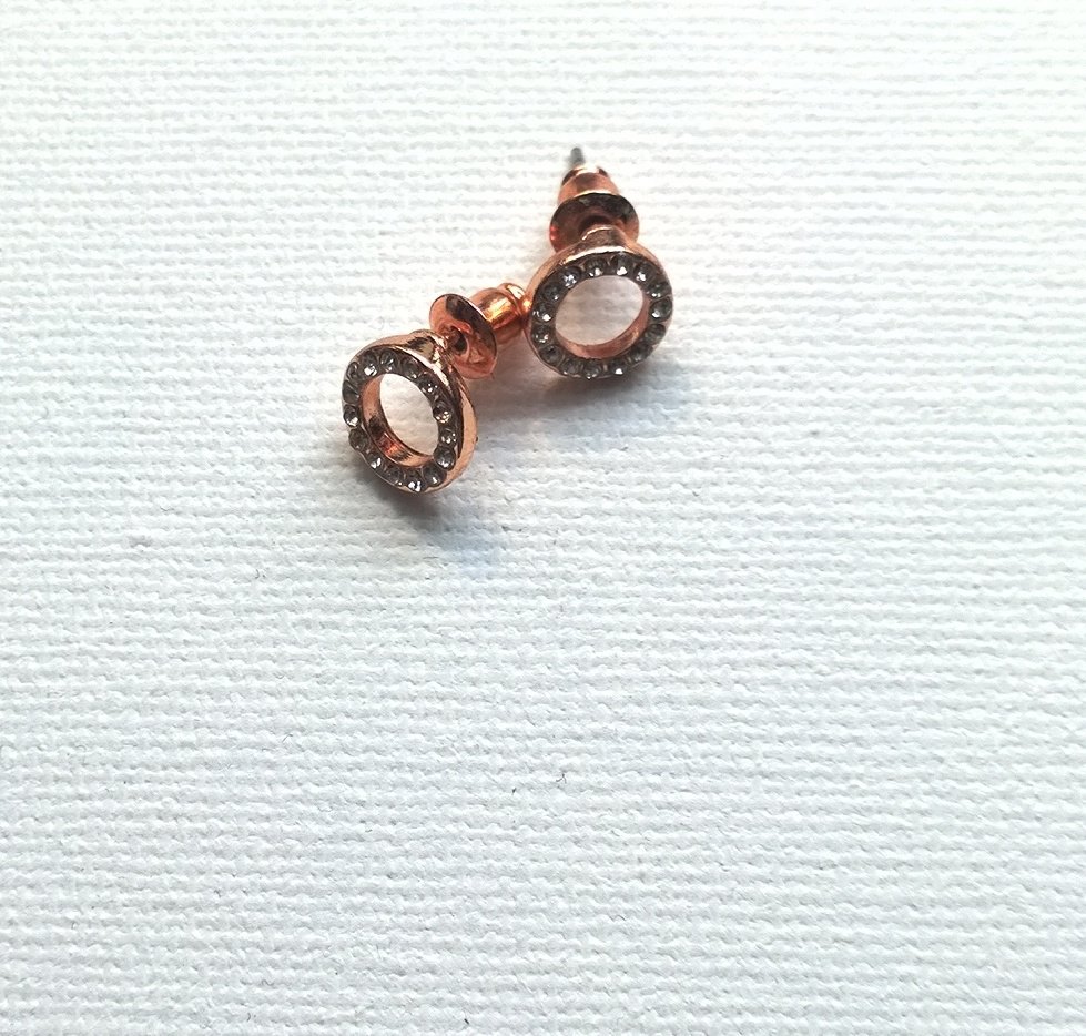 Ohrstecker Rosegold Modeschmuck Kreise Steinchen