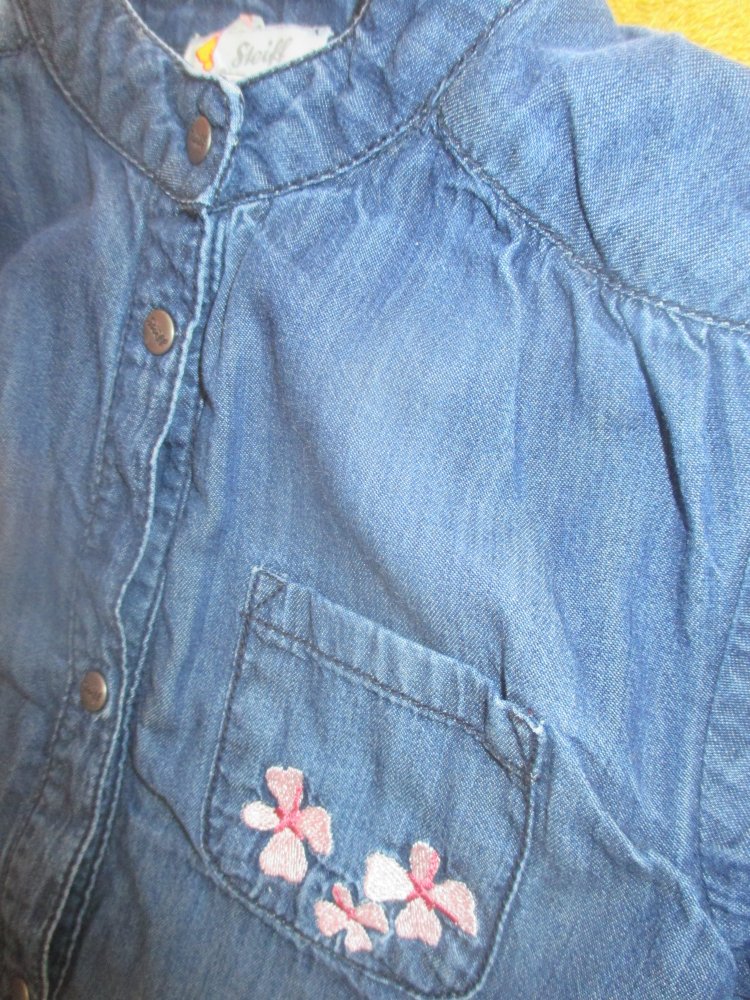 NEU * Niedlich * weich * Girls * Mädchen * Blumen * Blüten * Stickerei * Jeans * Kleid 