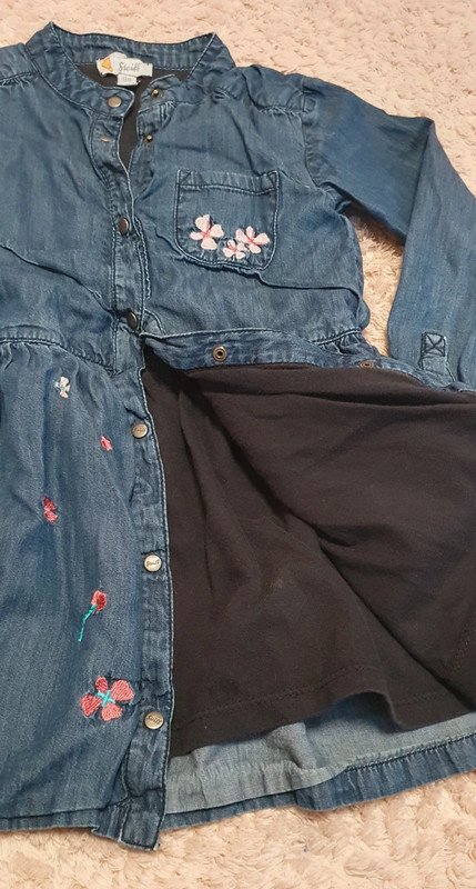 NEU * Niedlich * weich * Girls * Mädchen * Blumen * Blüten * Stickerei * Jeans * Kleid 