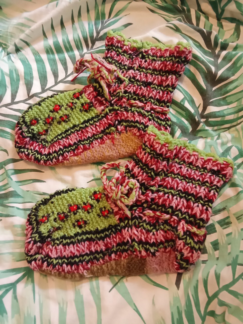 handgestrickte Bettsocken Vintage 70's