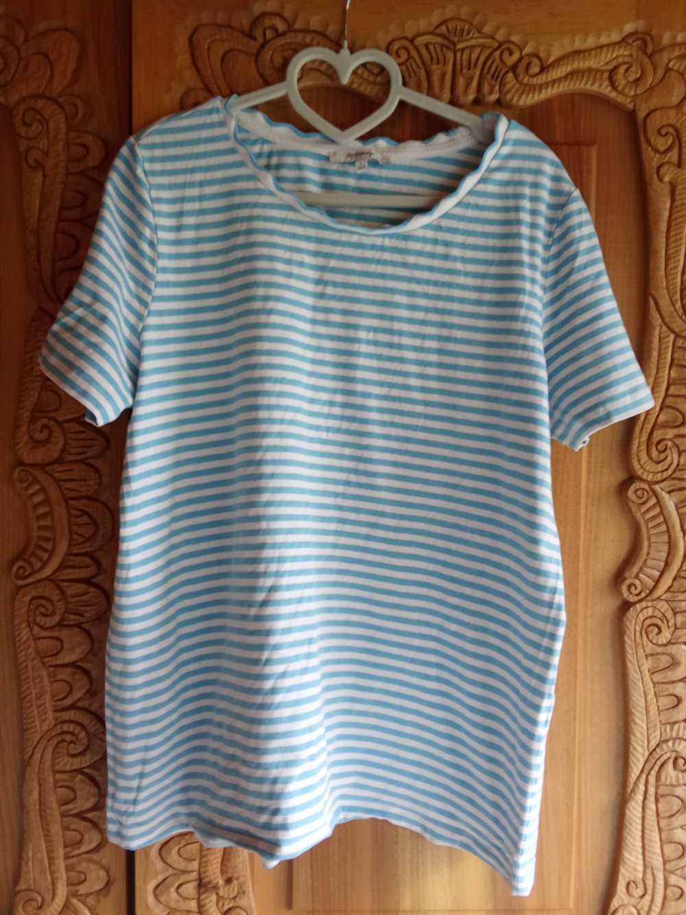 T-Shirt türkis weiß gestreift 