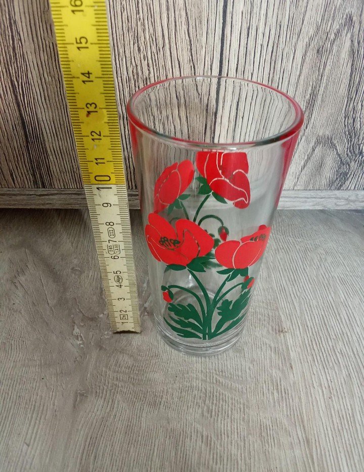 Karaffe+ Gläser Mohn rot Vintage 70's 