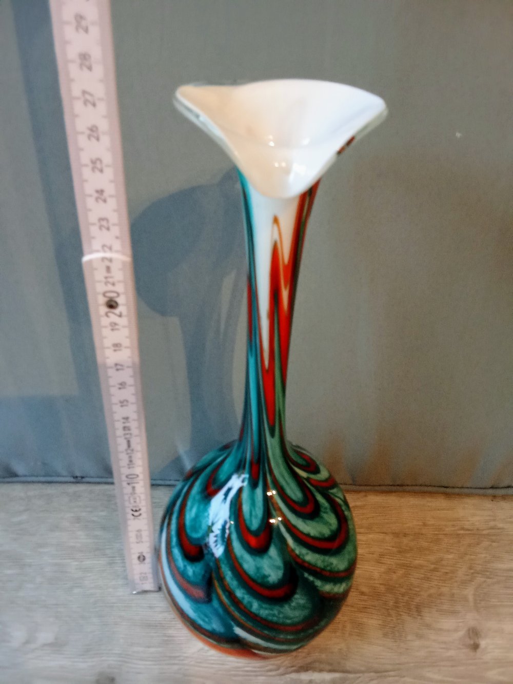 Vase Murano? türkis orange weiß Vintage 70's