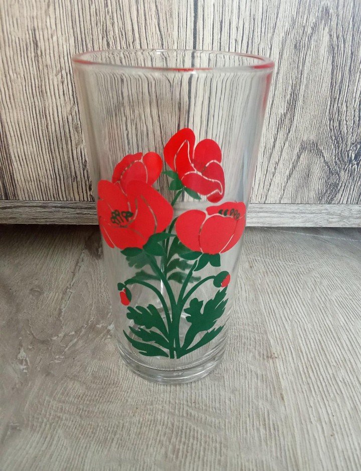 Karaffe+ Gläser Mohn rot Vintage 70's 