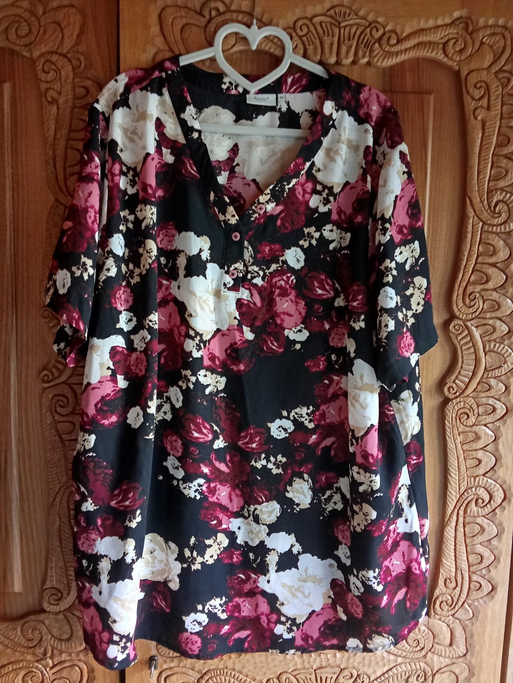 Bluse schwarz Blumen 